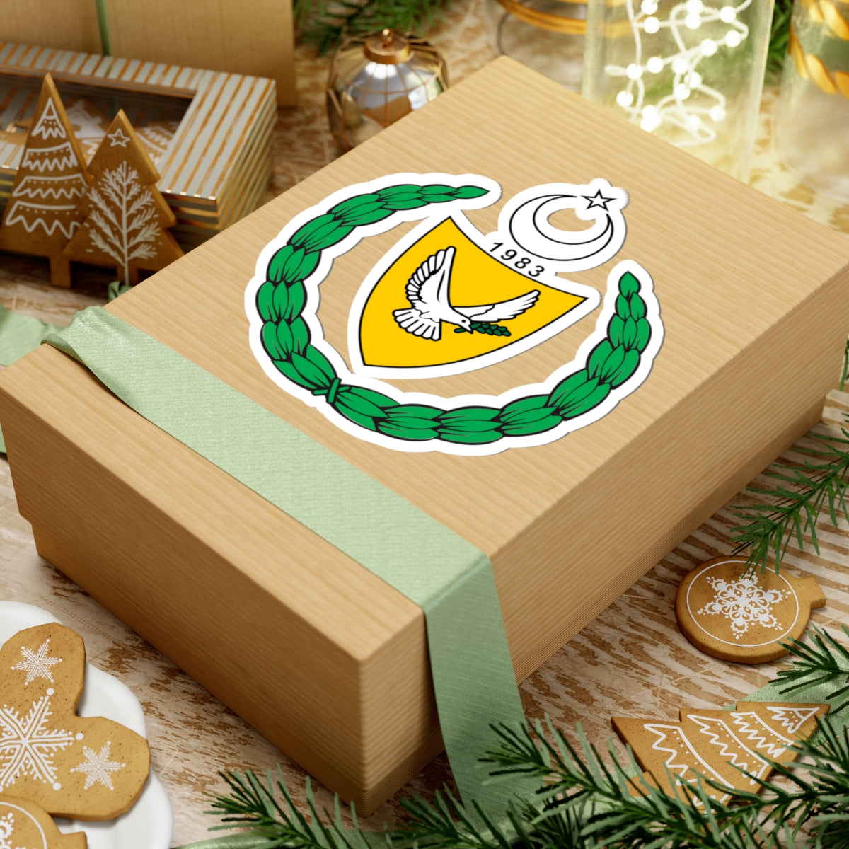 Coat of arms of the Turkish Republic of Northern Cyprus (1983-2007) - STICKER Vinyl Kiss-Cut Decal