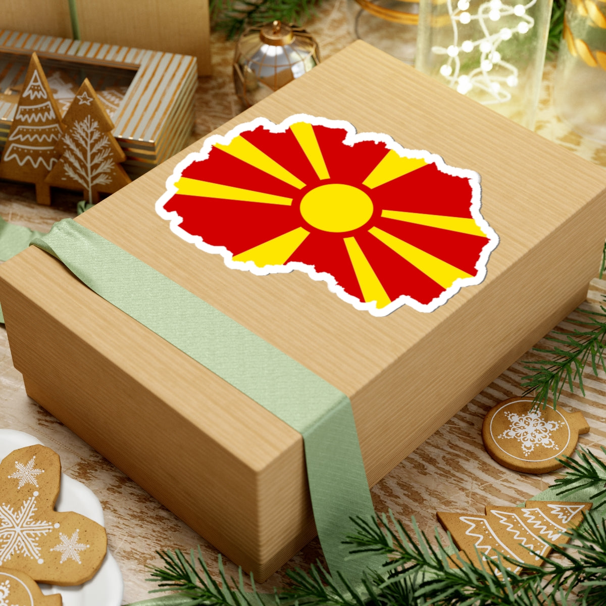 Flag map of North Macedonia (North Macedonia) STICKER Vinyl Kiss-Cut Decal