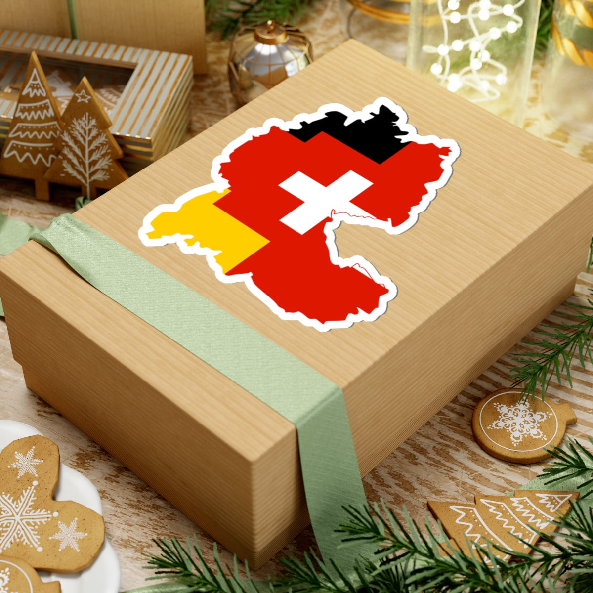 Flag-map of the German language Deutsch (Germany) STICKER Vinyl Kiss-Cut Decal