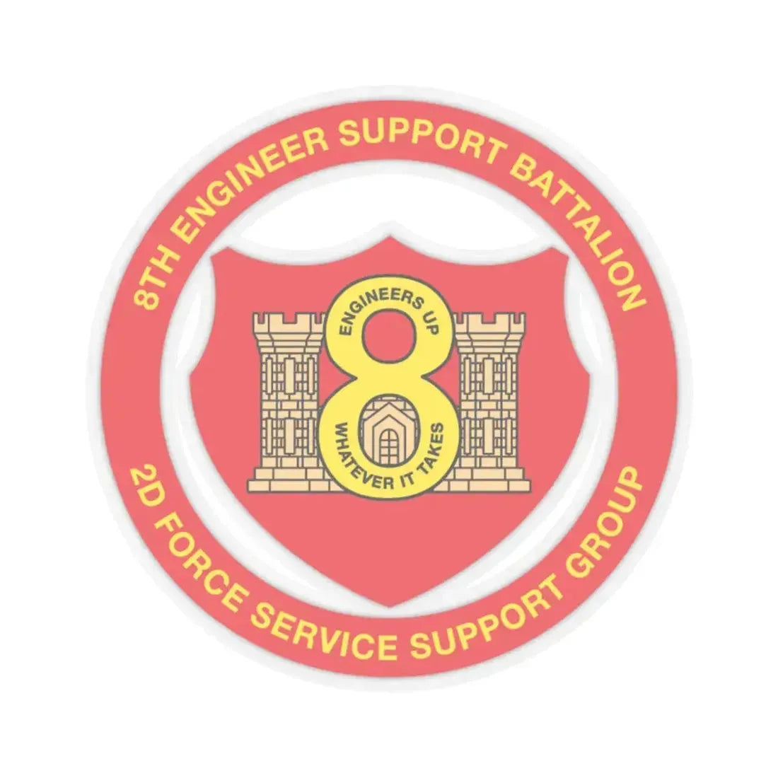 8th Engineer Support Battalion 2nd Force Service Support Group (USMC) STICKER Vinyl Kiss-Cut Decal 4 Inch Transparent - The Sticker Space