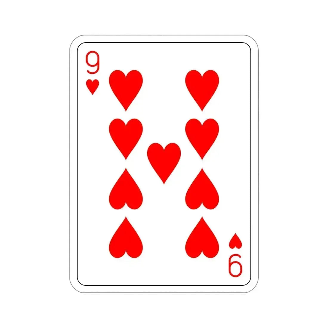 9 of Hearts Playing Card STICKER Vinyl Die-Cut Decal - The Sticker Space