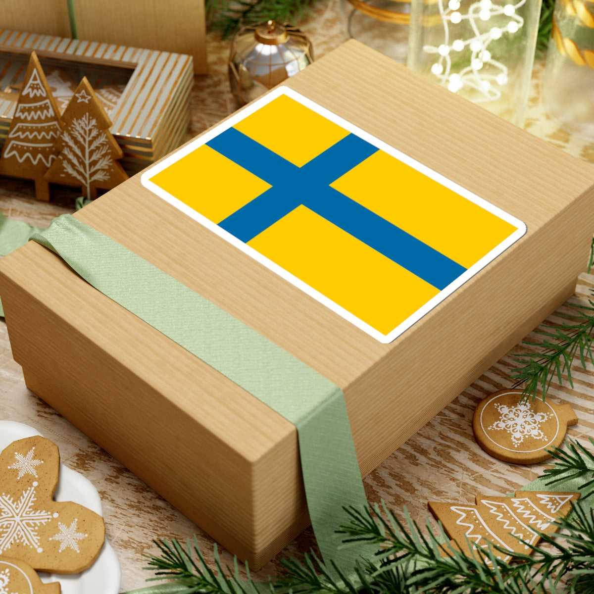 Unofficial flag of Ostergotland (Sweden) STICKER Vinyl Kiss-Cut Decal