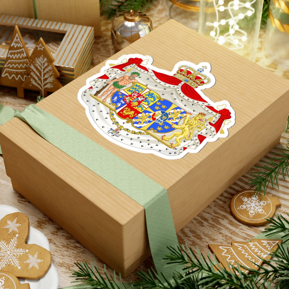 Armoiries de la reine Ingrid de Danemark (Denmark) (Coat of Arms) STICKER Vinyl Kiss-Cut Decal