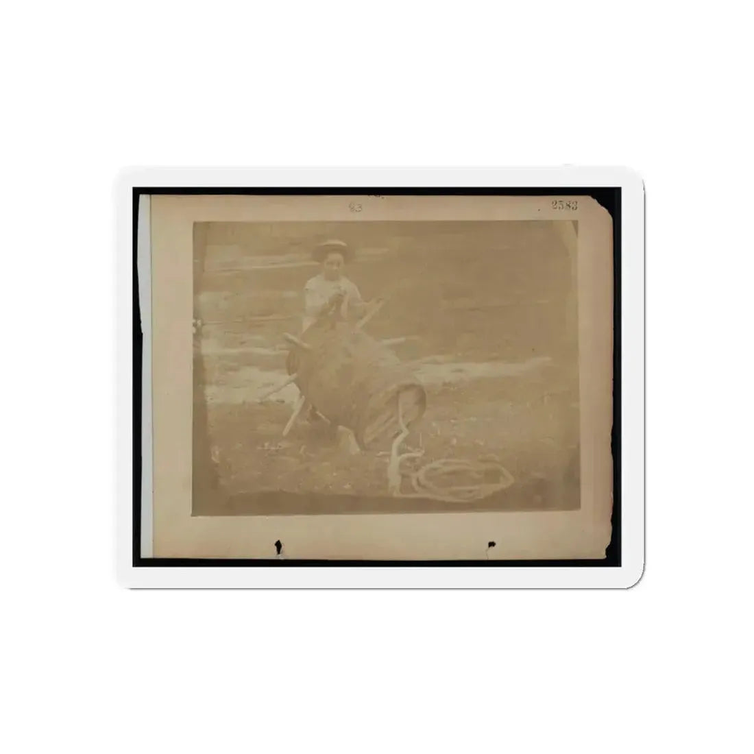 A Child Leaning Against A Barrel With Wooden Spikes (U.S. Civil War) Refrigerator Magnet - The Sticker Space