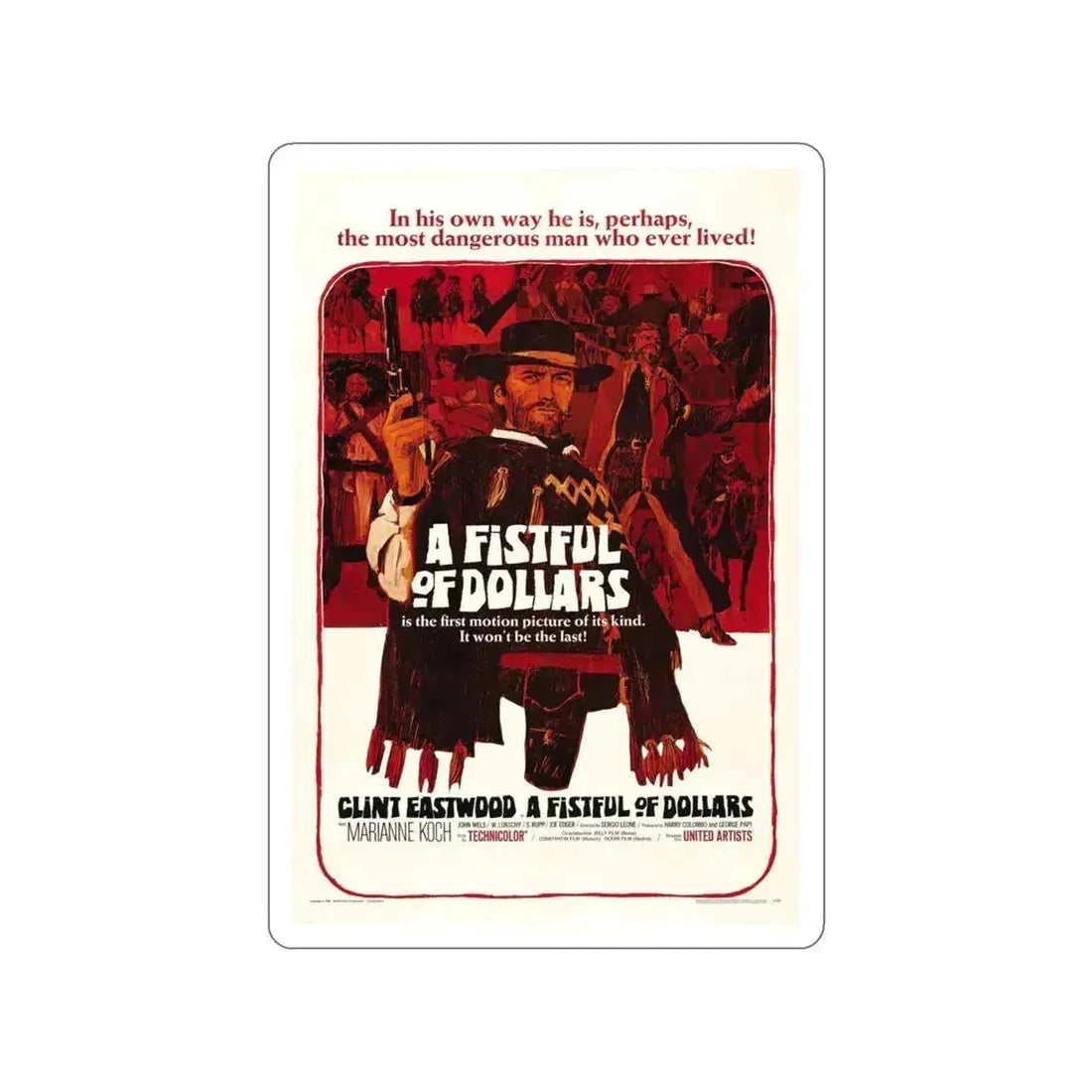 A FISTFUL OF DOLLARS 1964 Movie Poster STICKER Vinyl Die-Cut Decal - The Sticker Space