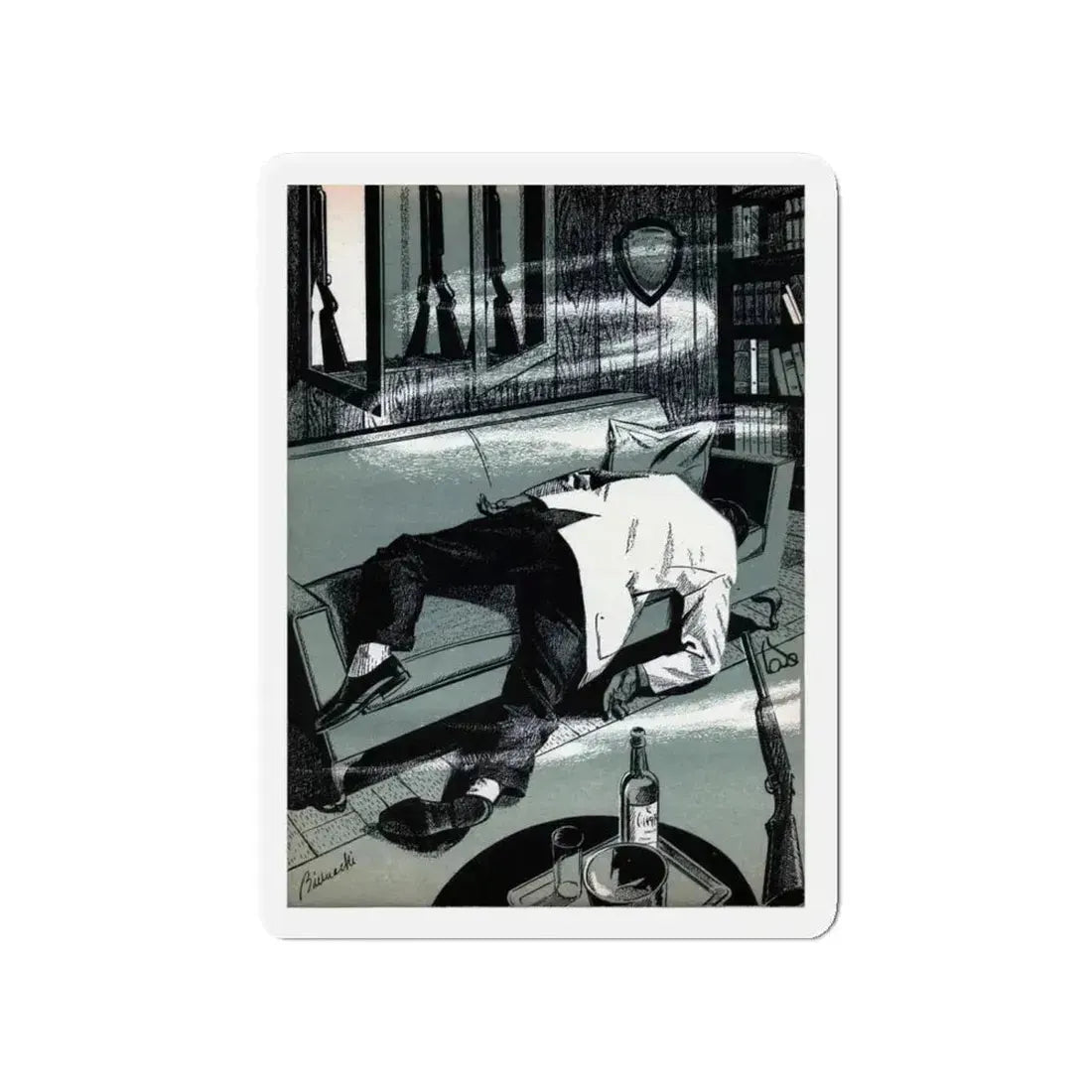 A Shot in the Dark, Bluebook Magazine, April 1956 (Magazine Illustration) Refrigerator Magnet - The Sticker Space