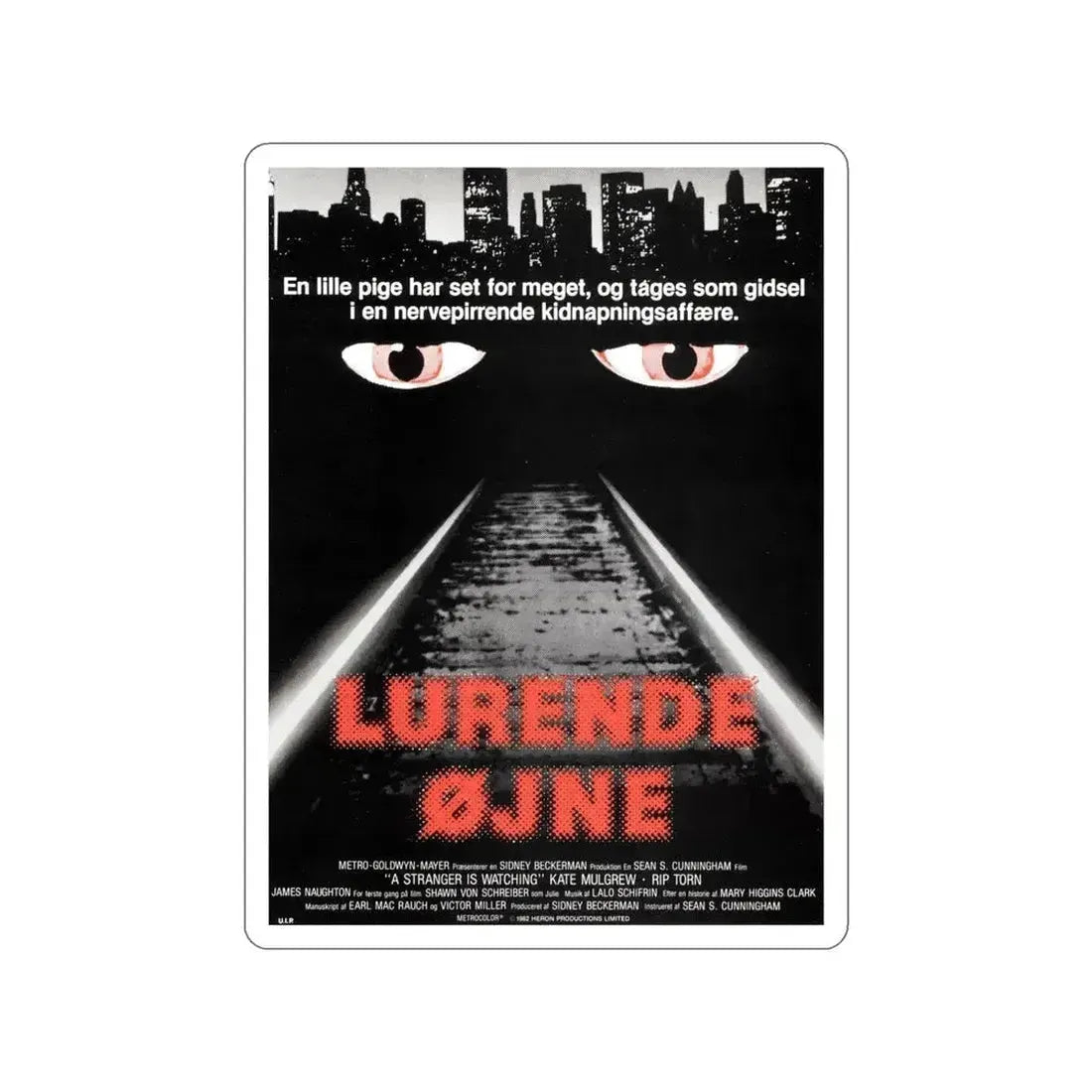 A STRANGER IS WATCHING (DANISH) 1982 Movie Poster STICKER Vinyl Die-Cut Decal - The Sticker Space