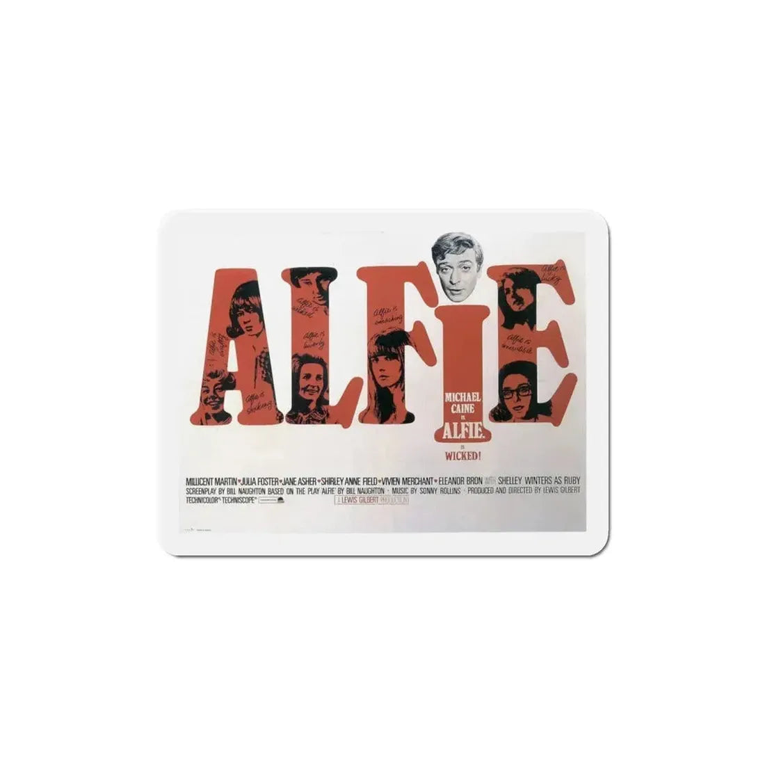Alfie 1966 Movie Poster Refrigerator Magnet - The Sticker Space