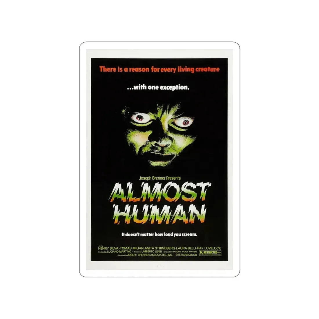 ALMOST HUMAN 1974 Movie Poster STICKER Vinyl Die-Cut Decal - The Sticker Space