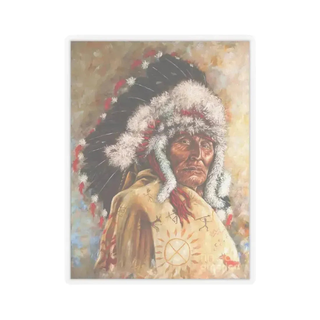 Amanda Stewart, Yanktonais Vested Interests (Native Americans in Art) STICKER Vinyl Kiss-Cut Decal 6 Inch Transparent - The Sticker Space