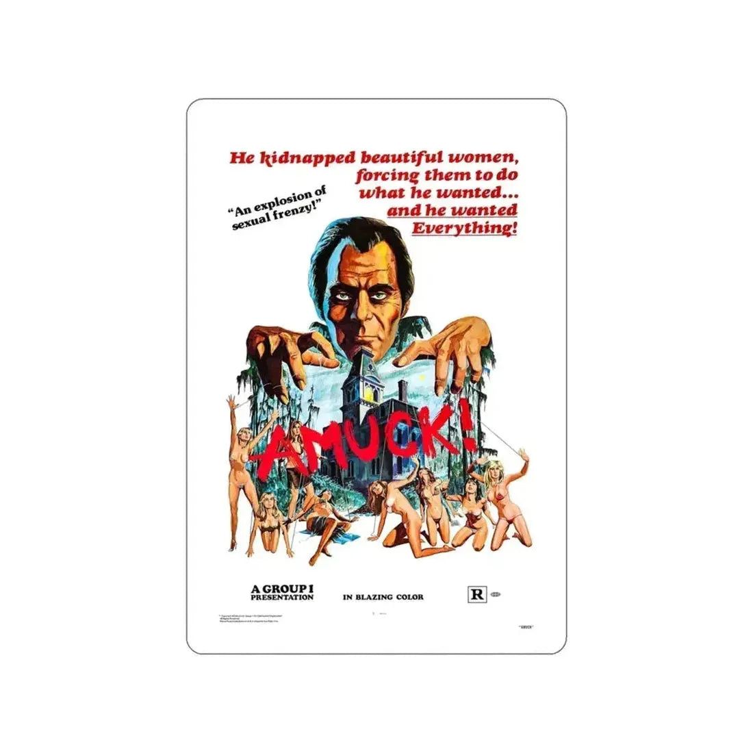 AMUCK! 1972 Movie Poster STICKER Vinyl Die-Cut Decal - The Sticker Space