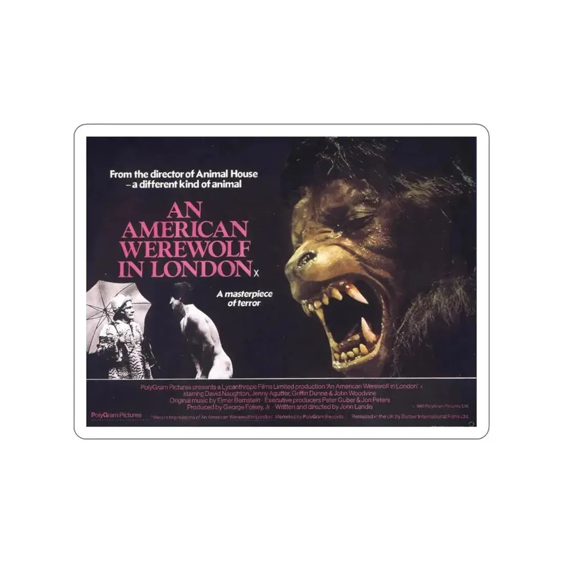 AN AMERICAN WEREWOLF IN LONDON (2) 1981 Movie Poster STICKER Vinyl Die-Cut Decal - The Sticker Space