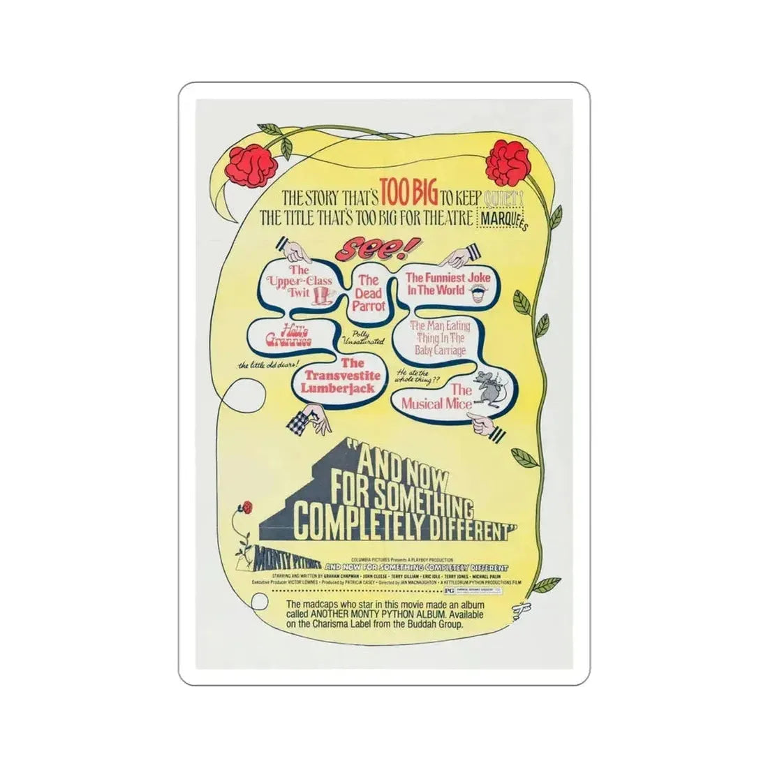 And Now for Something Completely Different v2 1972 Movie Poster STICKER Vinyl Die-Cut Decal - The Sticker Space