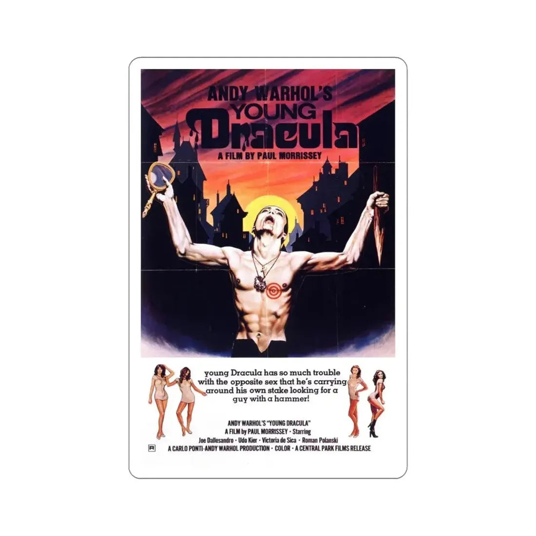 Andy Warhol's Dracula 1974 3 Movie Poster STICKER Vinyl Die-Cut Decal - The Sticker Space