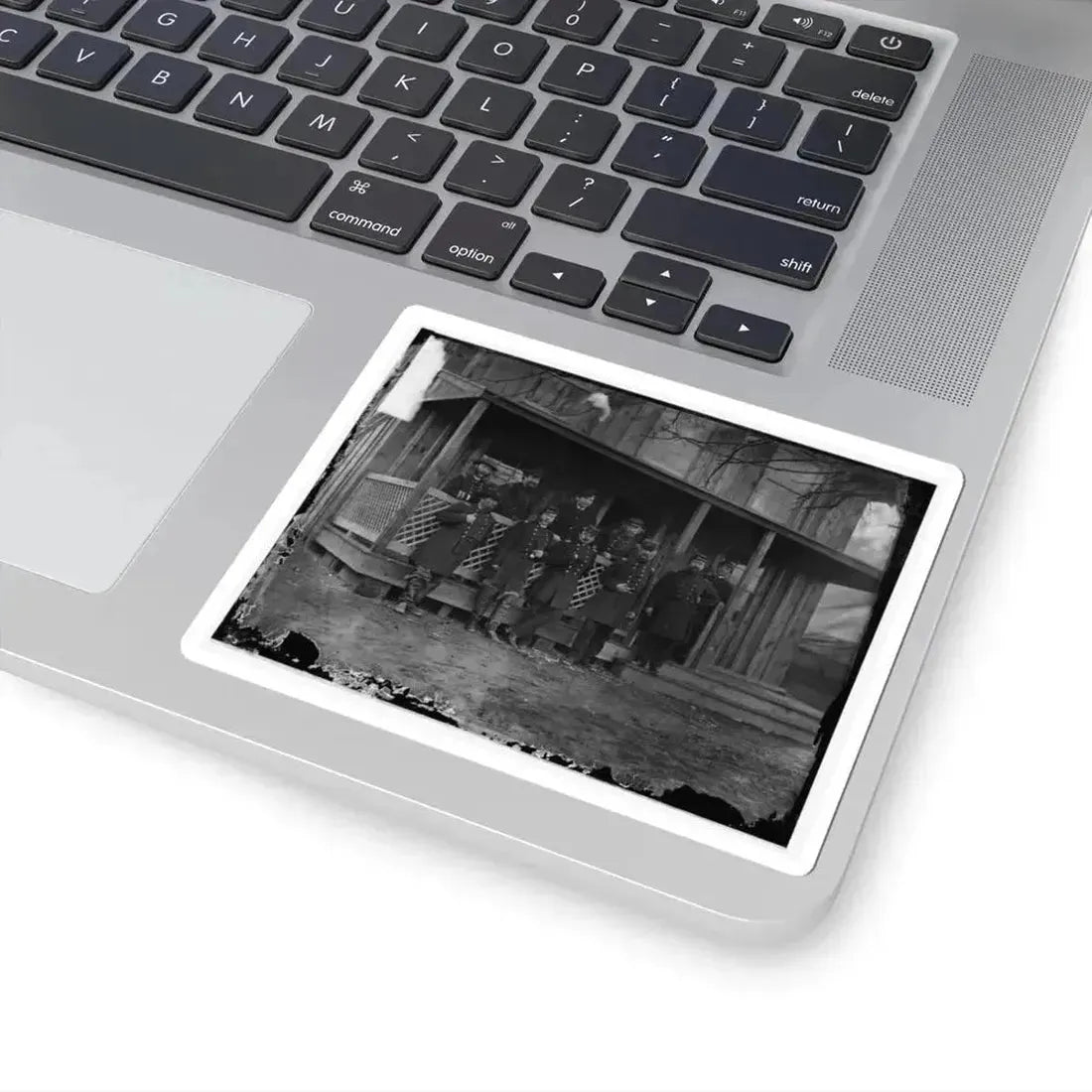 Aquia Creek, Virginia. Group Standing in Front of Hospital (U.S. Civil War) STICKER Vinyl Kiss-Cut Decal - The Sticker Space