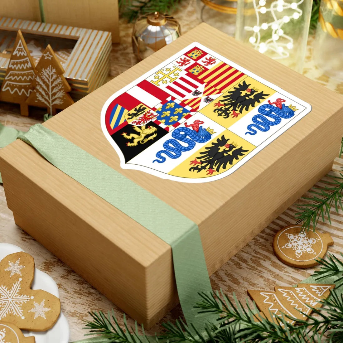 Arms of Philip II of Spain as Monarch of Milan 1558-1580 (Italy) (Coat of Arms) STICKER Vinyl Kiss-Cut Decal - The Sticker Space