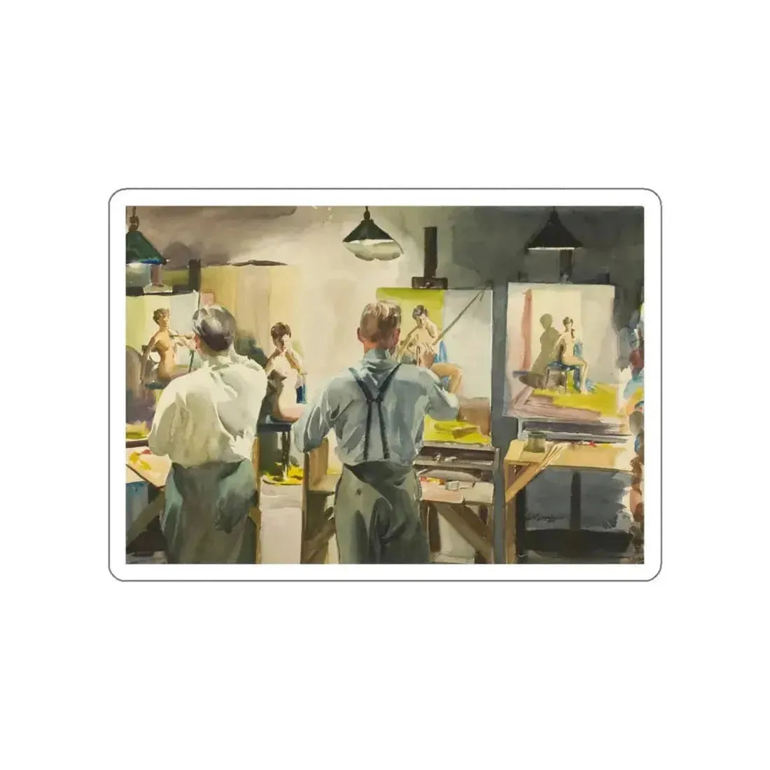 Artist's Studio, 1939 (Magazine Illustration) STICKER Vinyl Die-Cut Decal - The Sticker Space