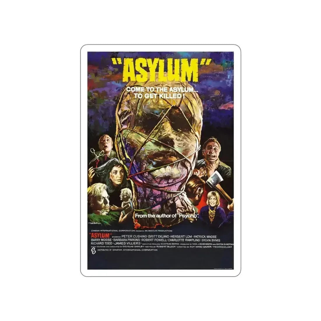 ASYLUM 1972 Movie Poster STICKER Vinyl Die-Cut Decal - The Sticker Space