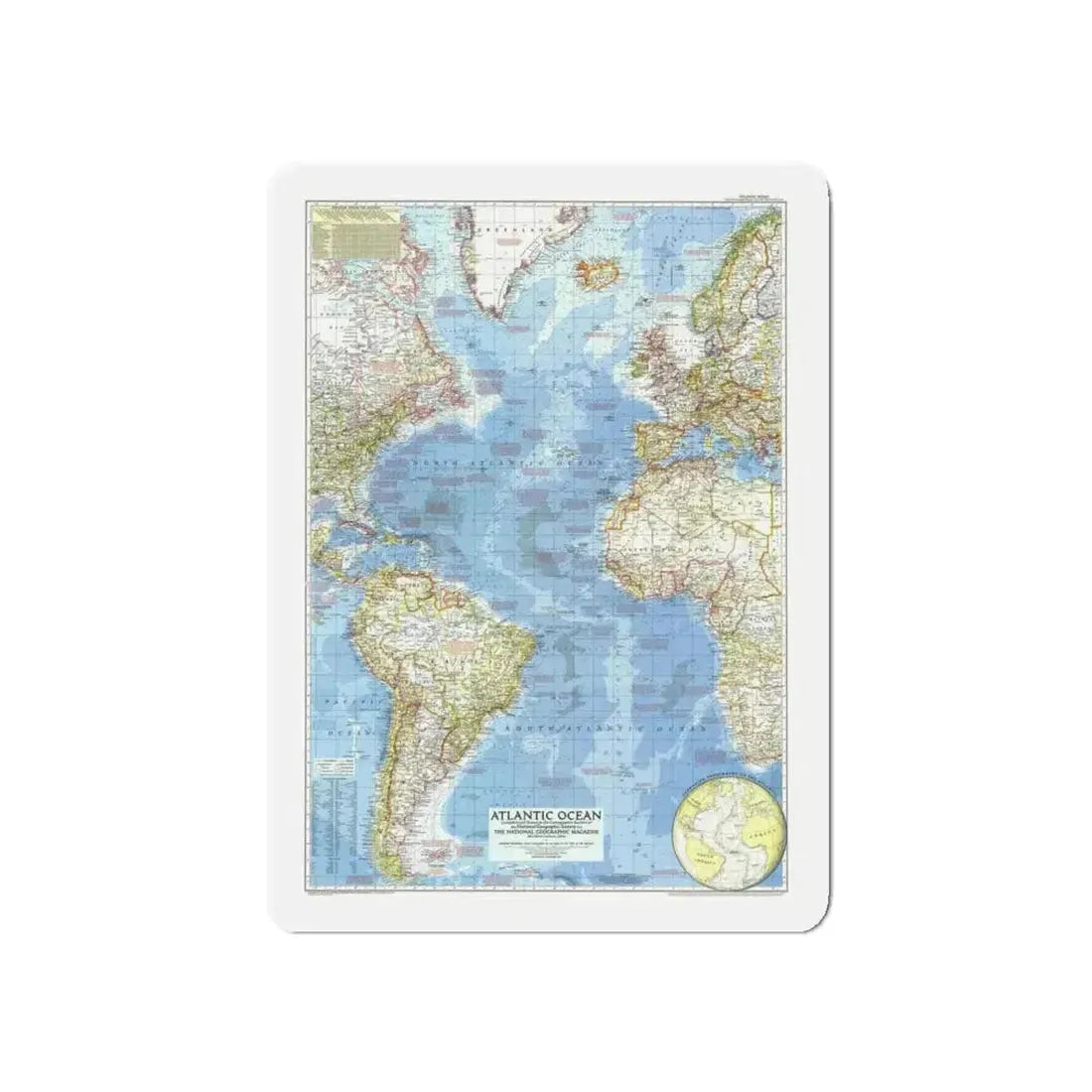 Atlantic Ocean (1955) (Map) Refrigerator Magnet - The Sticker Space