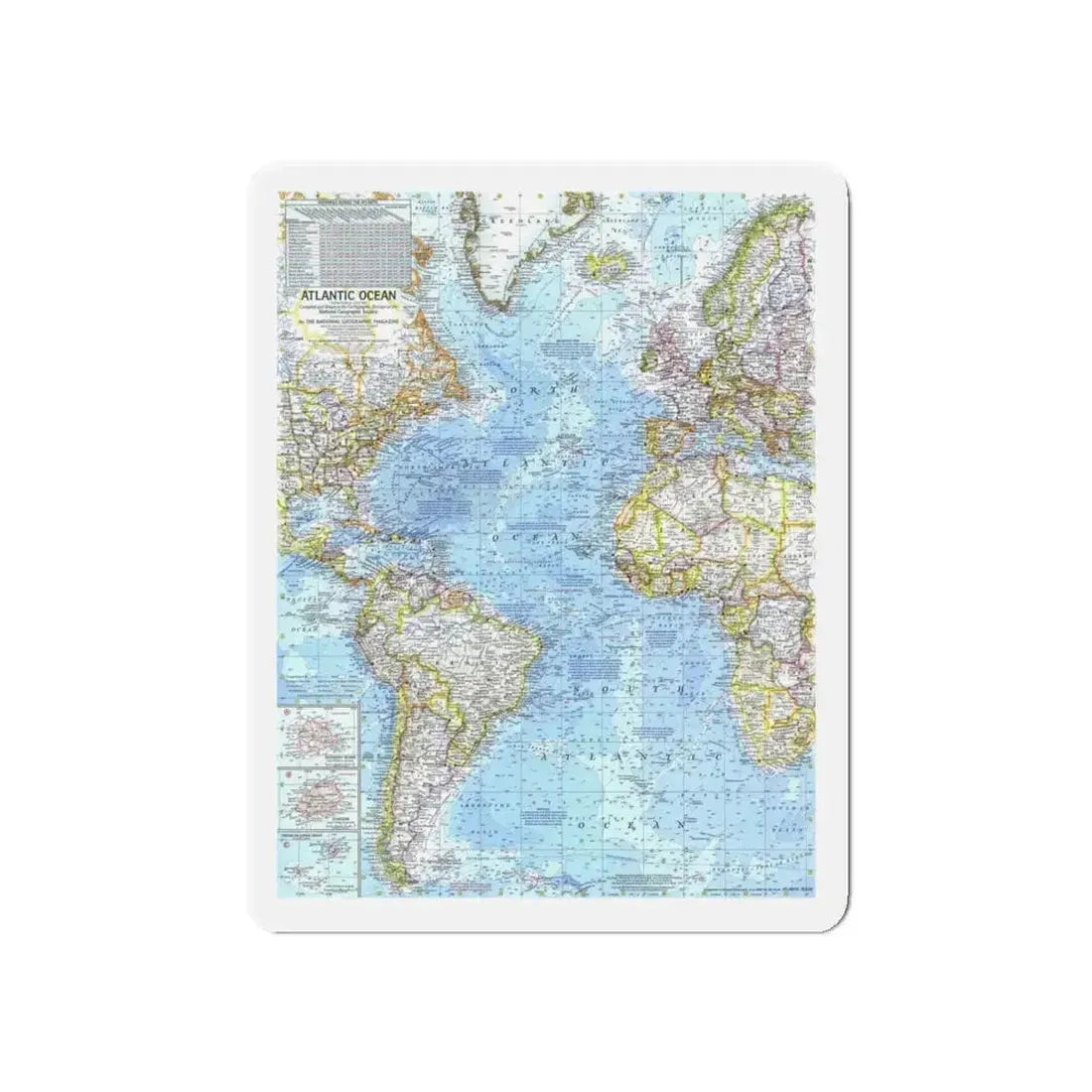 Atlantic Ocean (1968) (Map) Refrigerator Magnet - The Sticker Space