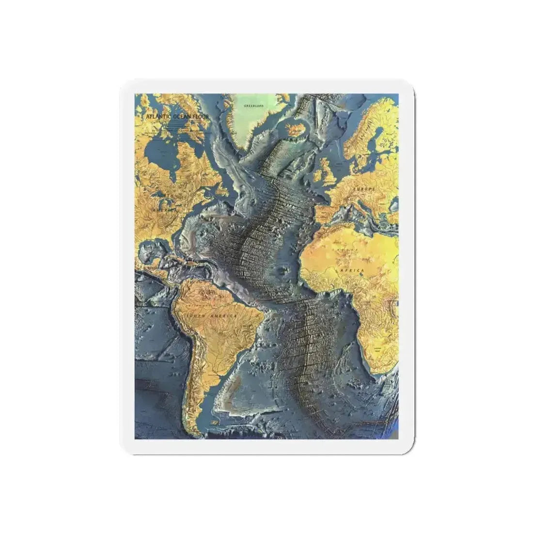 Atlantic Ocean Floor (1968) (Map) Refrigerator Magnet - The Sticker Space