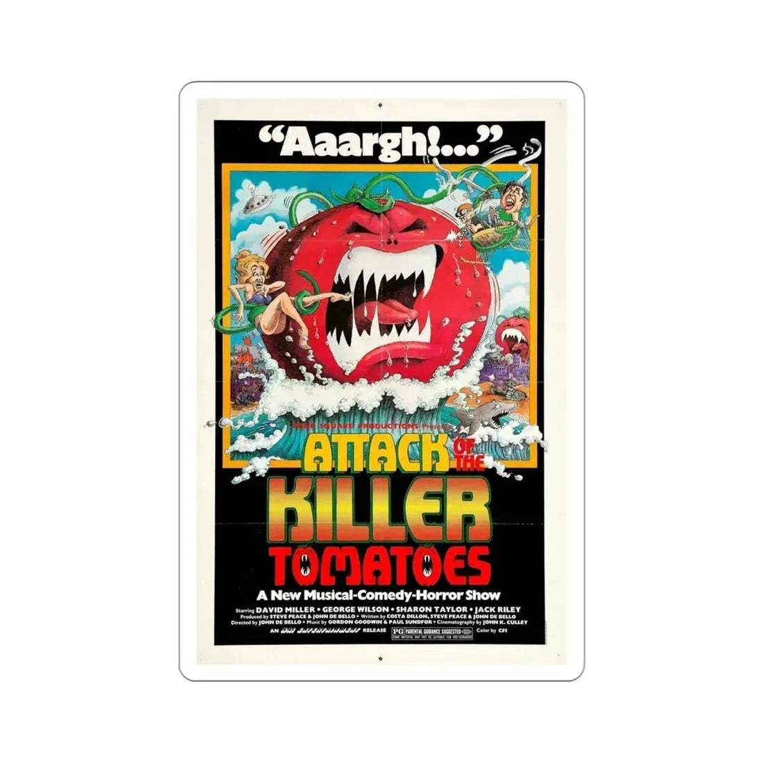 Attack of the Killer Tomatoes! 1978 Movie Poster STICKER Vinyl Die-Cut Decal - The Sticker Space
