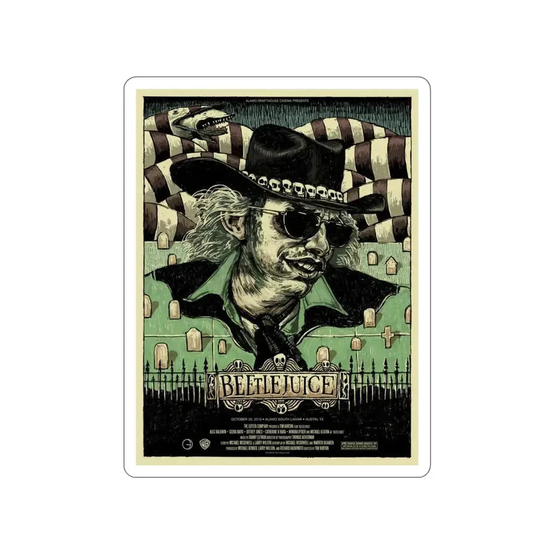 BEETLEJUICE (ALAMO) 1988 Movie Poster STICKER Vinyl Die-Cut Decal - The Sticker Space