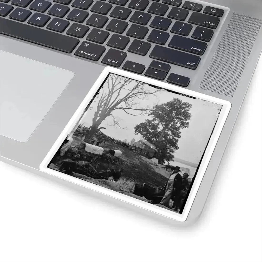 Belle Plain, Va. Wagons of the Sanitary Commission and a Crowd at the Landing (U.S. Civil War) STICKER Vinyl Kiss-Cut Decal - The Sticker Space