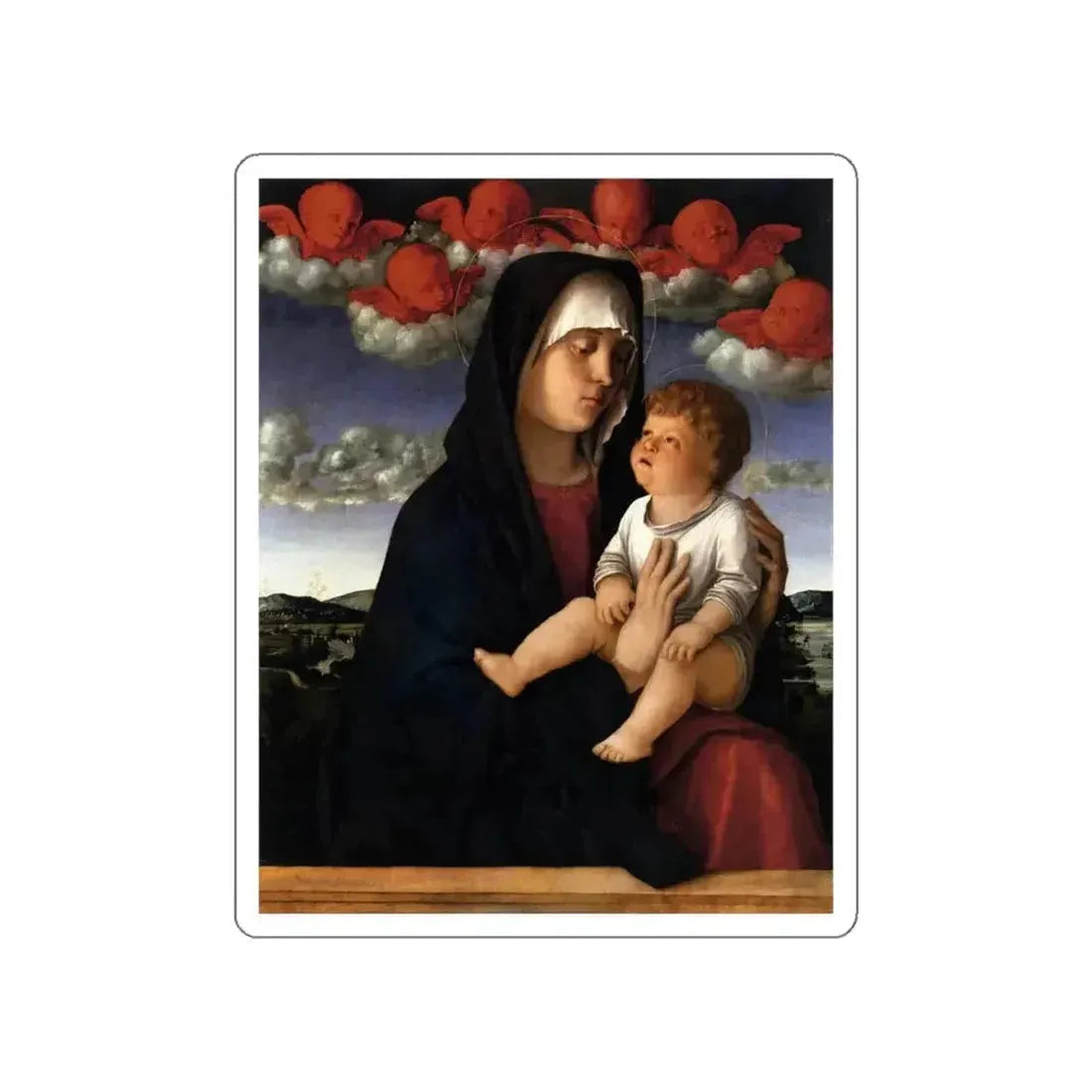 BELLINI, Giovanni - 1480-89 - Madonna of Red Cherubs (Artwork) STICKER Vinyl Die-Cut Decal - The Sticker Space