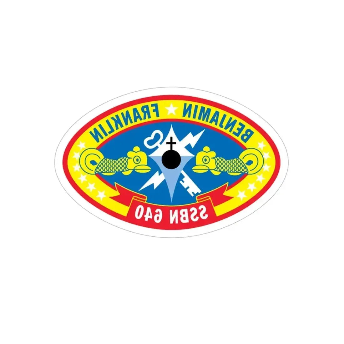 Benjamin Franklin SSBN 640 (U.S. Navy) REVERSE PRINT Transparent Die-Cut STICKER - The Sticker Space