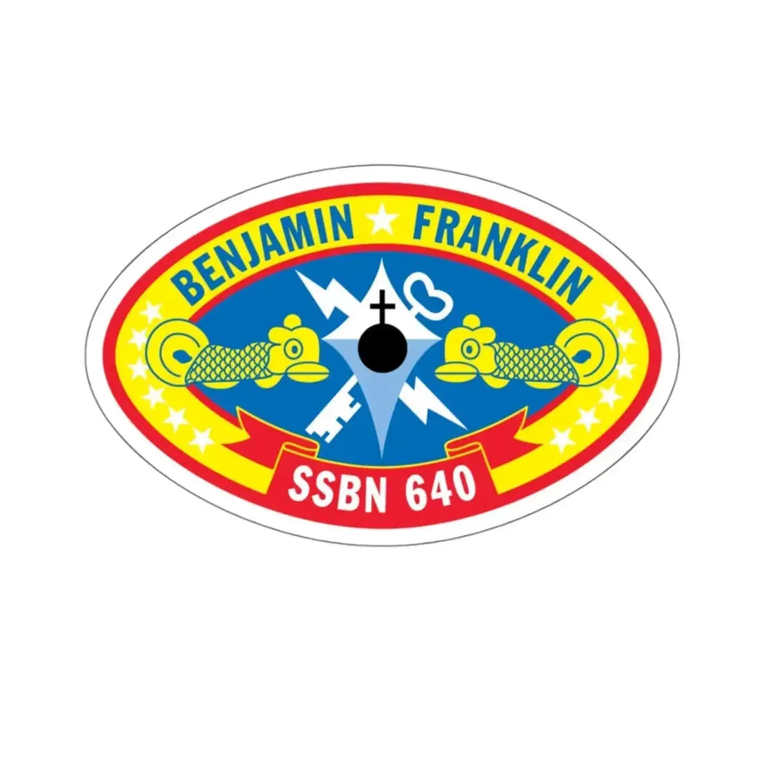 Benjamin Franklin SSBN 640 (U.S. Navy) STICKER Vinyl Kiss-Cut Decal 4 Inch White - The Sticker Space