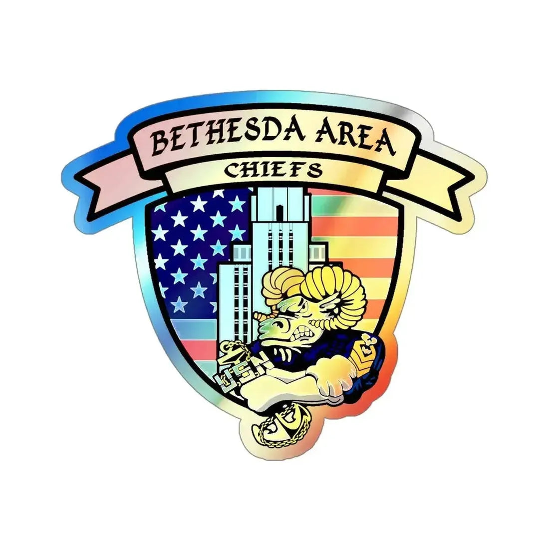 Bethesda Area Chiefs (U.S. Navy) Holographic STICKER Die-Cut Vinyl Decal - The Sticker Space