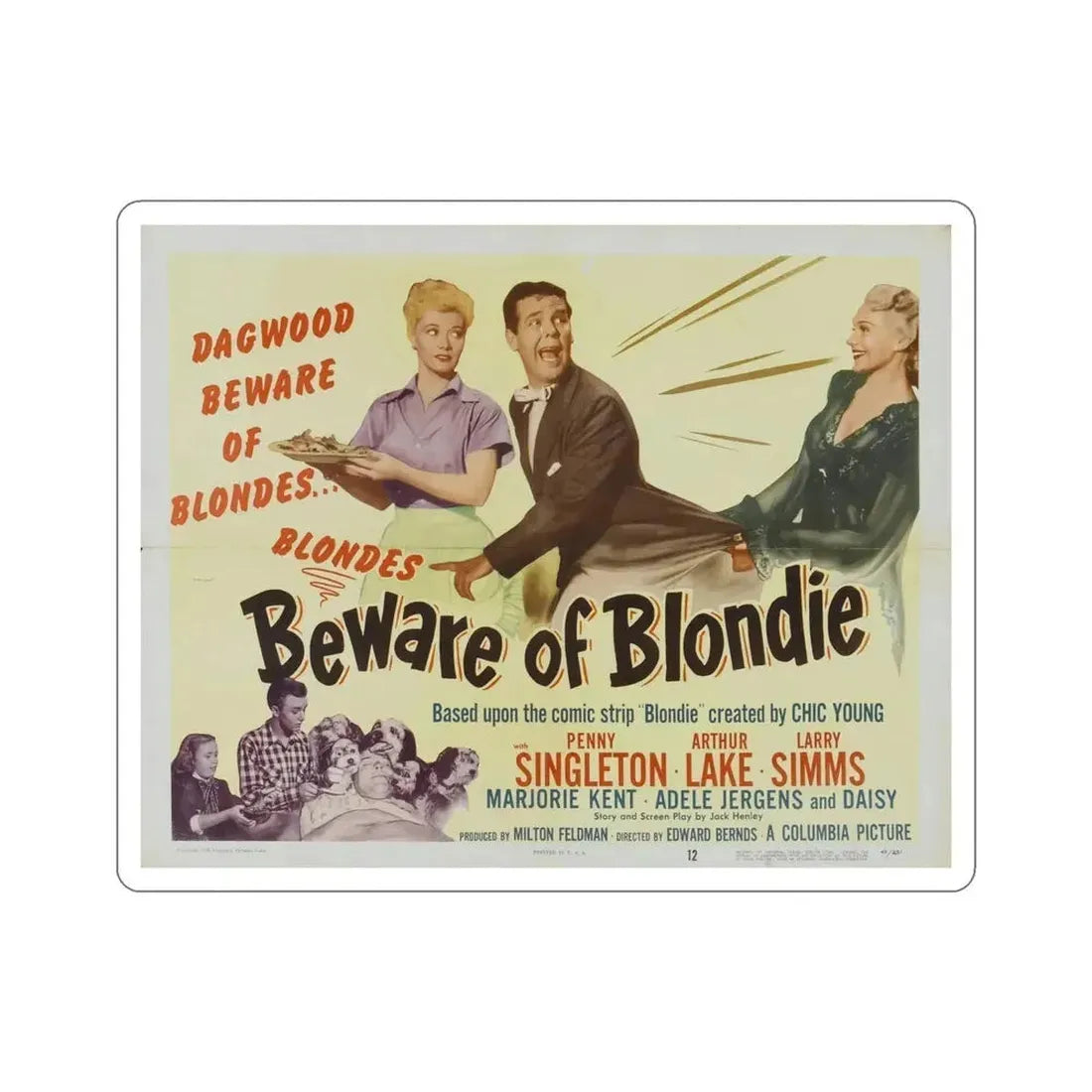 Beware of Blondie 1950 Movie Poster STICKER Vinyl Die-Cut Decal - The Sticker Space