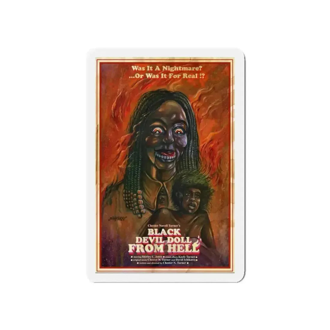 BLACK DEVIL DOLL FROM HELL 1984 Movie Poster - Refrigerator Magnet - The Sticker Space
