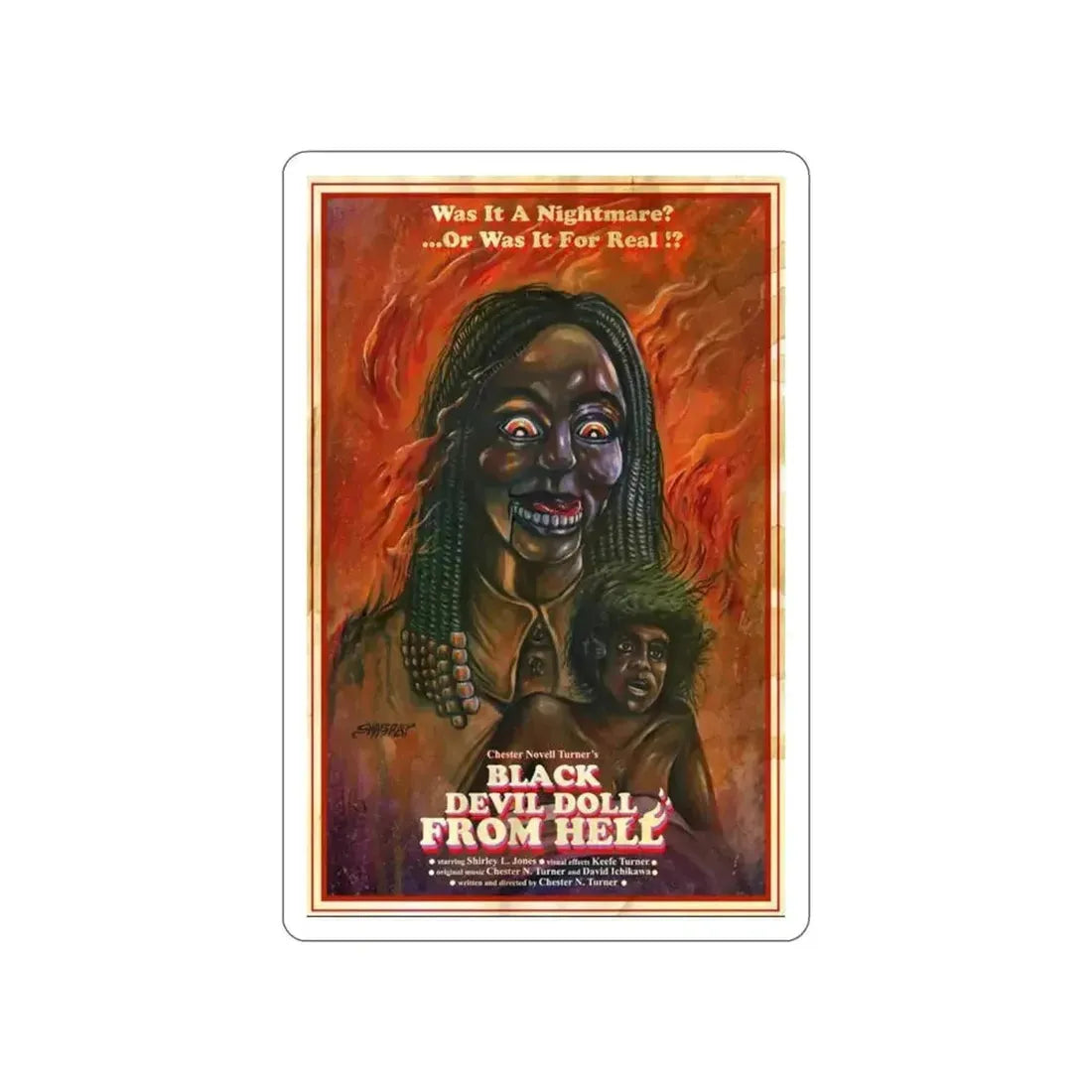 BLACK DEVIL DOLL FROM HELL 1984 Movie Poster STICKER Vinyl Die-Cut Decal - The Sticker Space