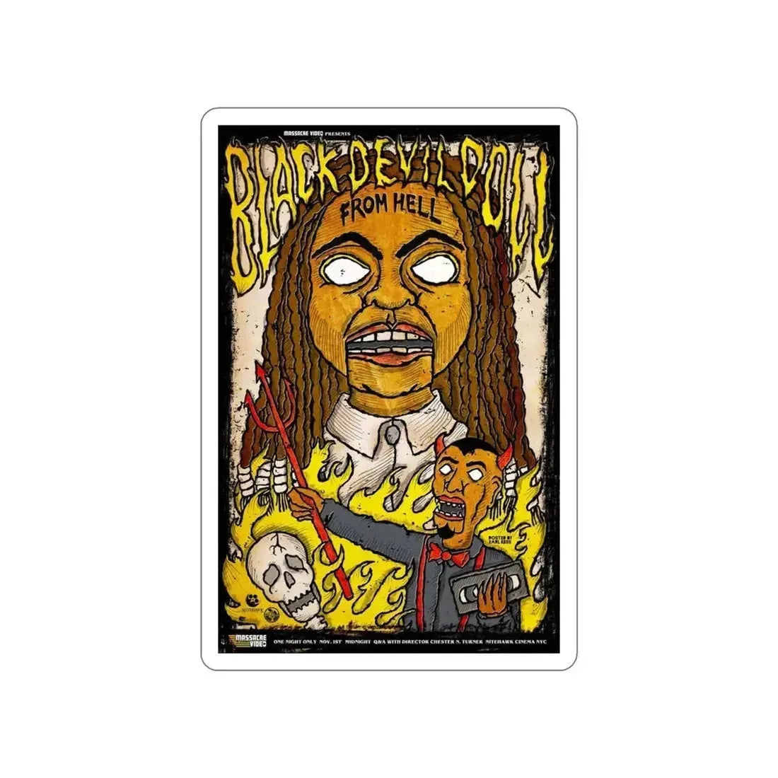 BLACK DEVIL DOLL FROM HELL (RERELEASE) 1984 Movie Poster STICKER Vinyl Die-Cut Decal - The Sticker Space