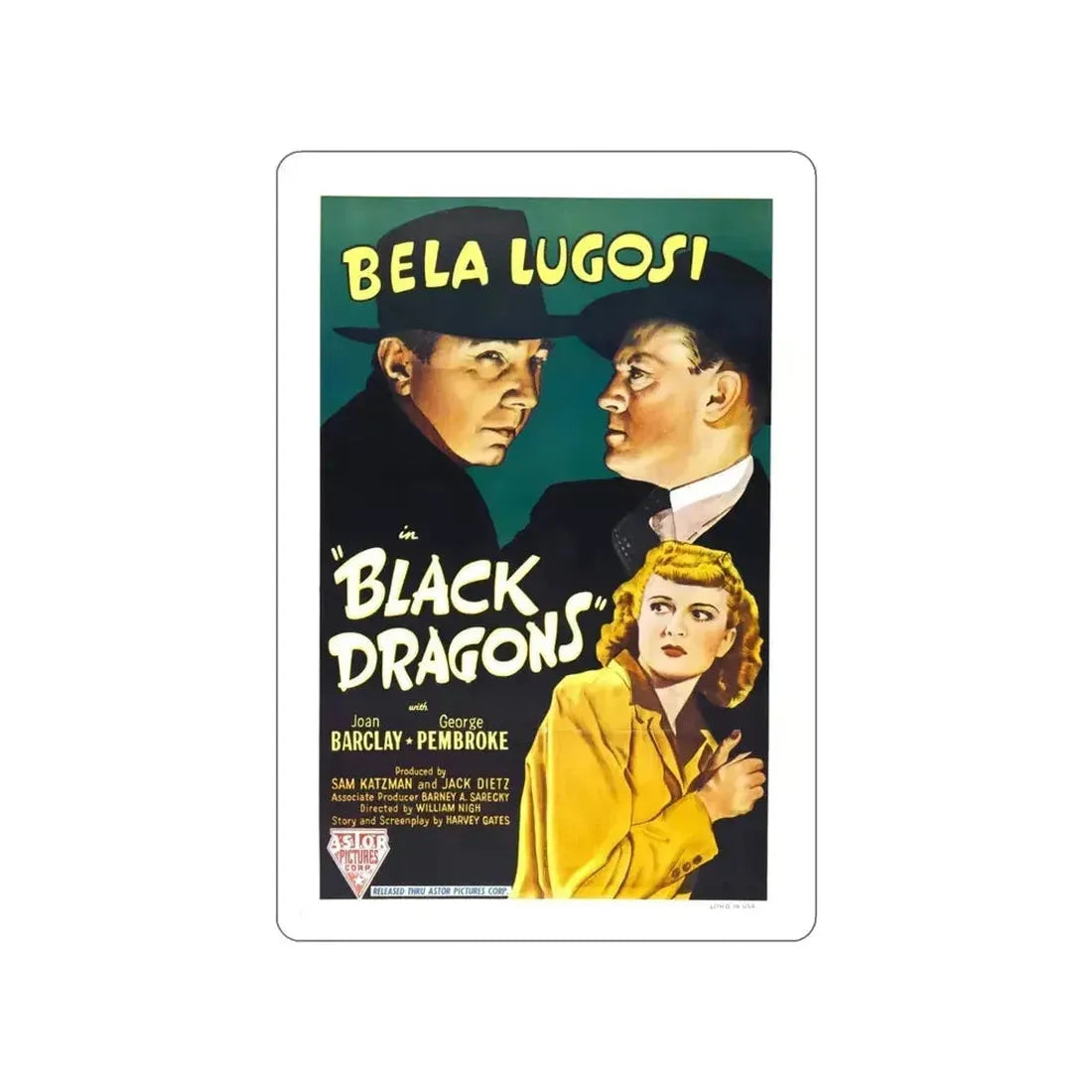 BLACK DRAGONS 1942 Movie Poster STICKER Vinyl Die-Cut Decal - The Sticker Space