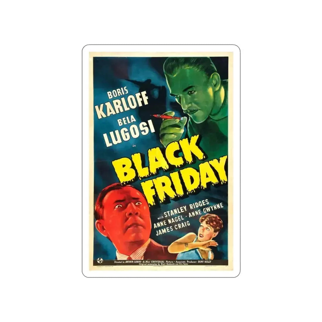 BLACK FRIDAY 1940 Movie Poster STICKER Vinyl Die-Cut Decal - The Sticker Space