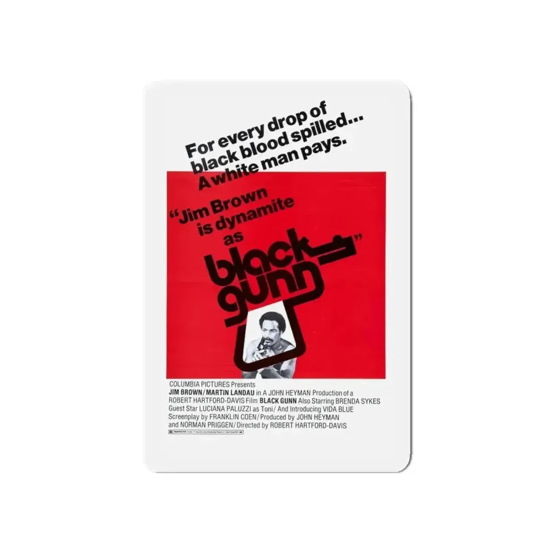 BLACK GUNN 1972 Movie Poster - Refrigerator Magnet - The Sticker Space