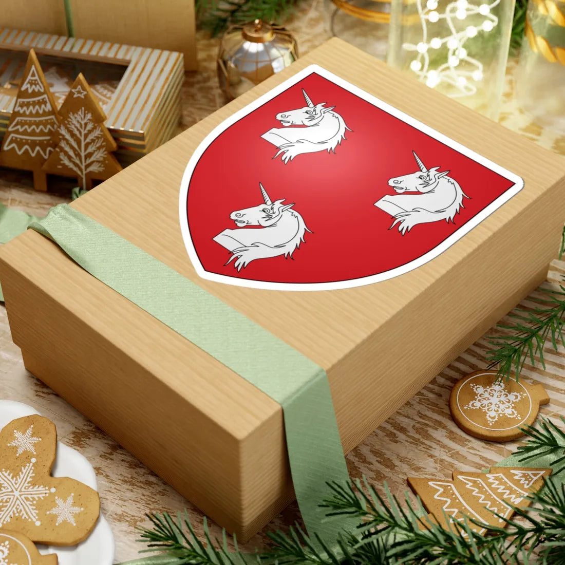 Blason famille fr ALLEOU (France) (Coat of Arms) STICKER Vinyl Kiss-Cut Decal - The Sticker Space