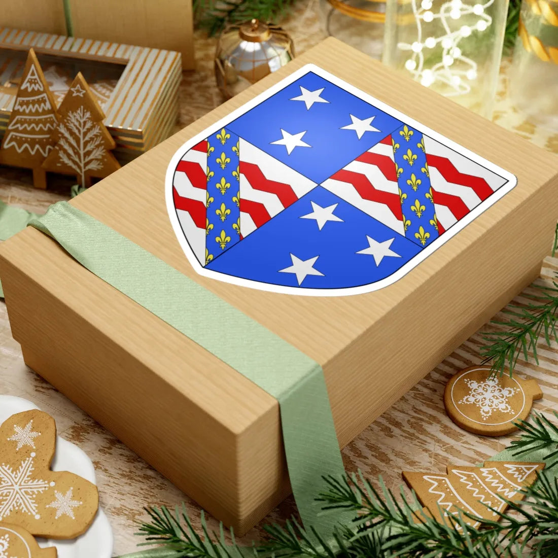 Blason famille fr Andrault de Langeron ap1532 (France) (Coat of Arms) STICKER Vinyl Kiss-Cut Decal - The Sticker Space