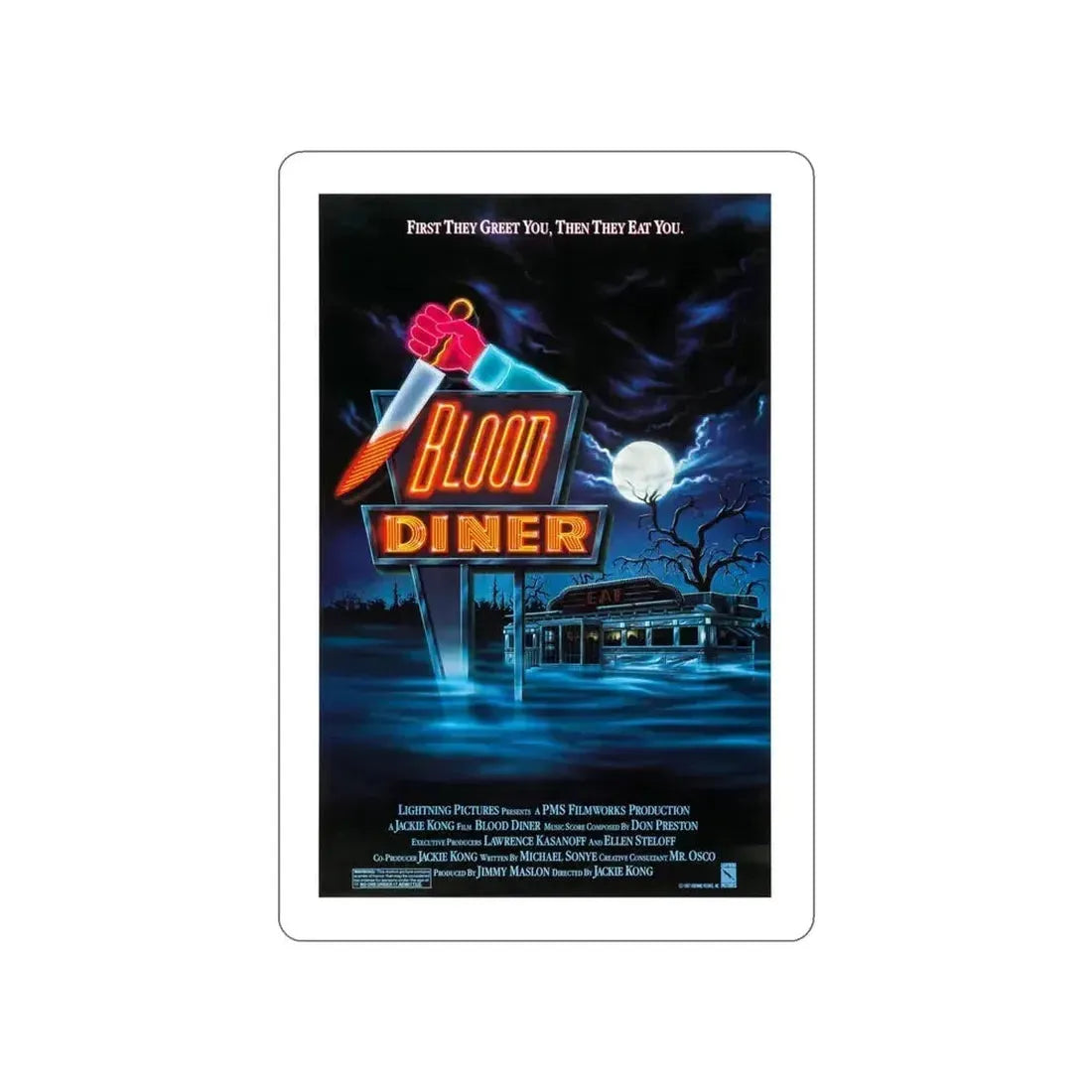 BLOOD DINER 1987 Movie Poster STICKER Vinyl Die-Cut Decal - The Sticker Space