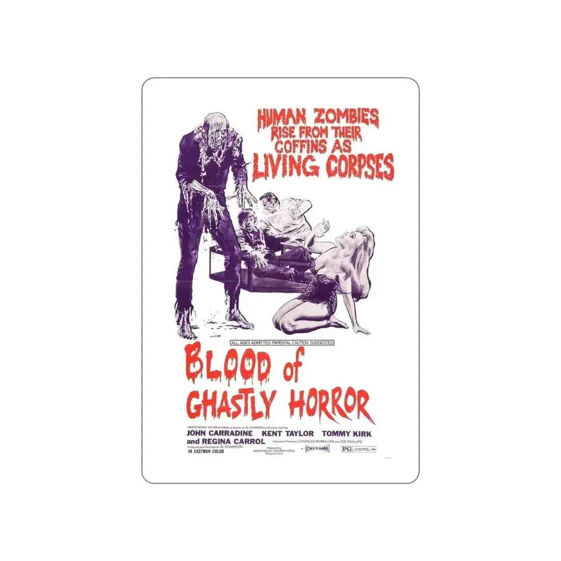 BLOOD OF GHASTLY HORROR 1971 Movie Poster STICKER Vinyl Die-Cut Decal - The Sticker Space