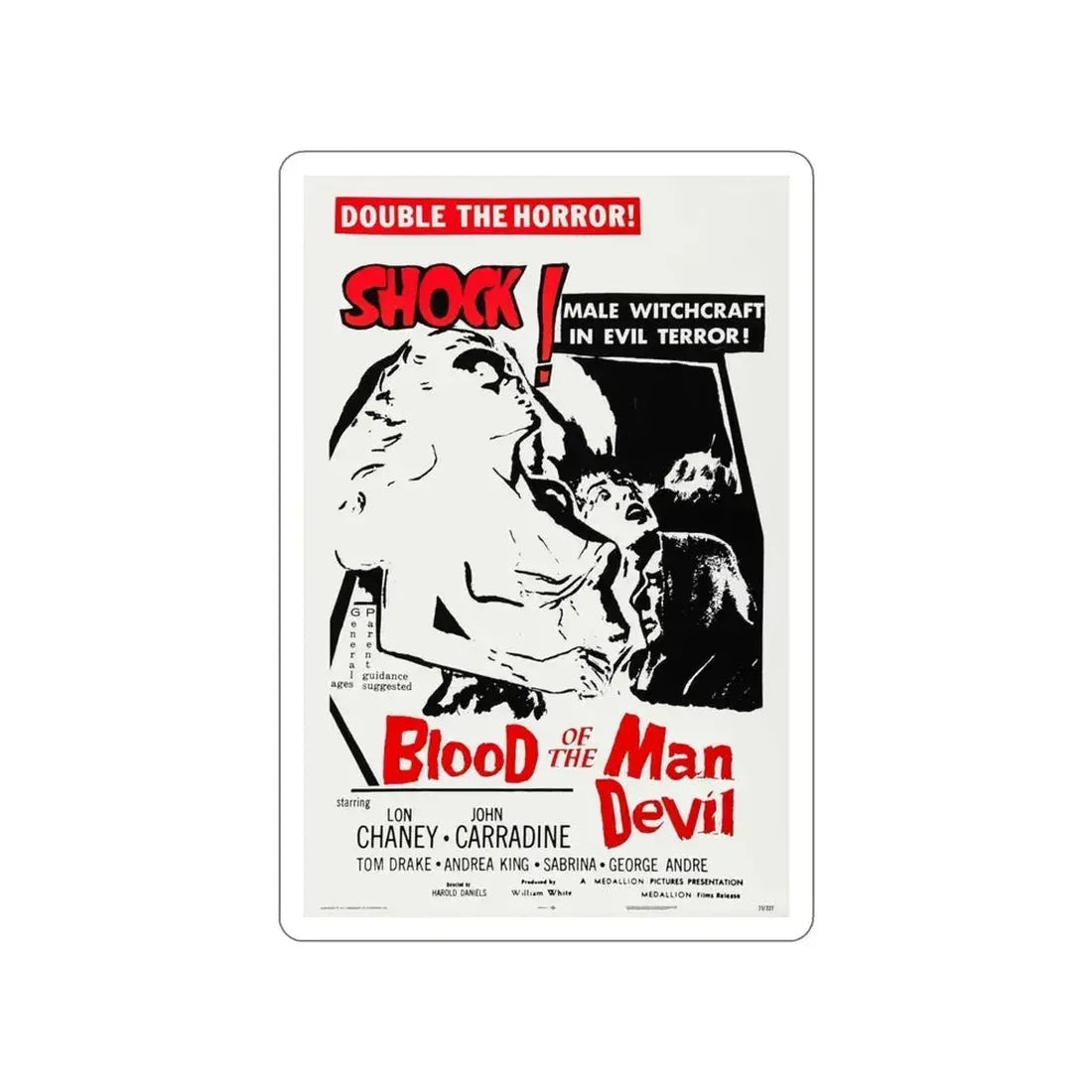 BLOOD OF THE MAN DEVIL (HOUSE OF THE BLACK DEATH) 1965 Movie Poster STICKER Vinyl Die-Cut Decal - The Sticker Space
