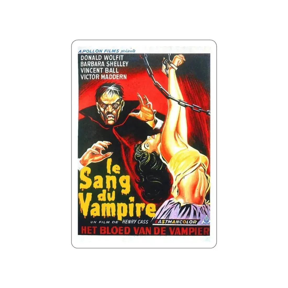 BLOOD OF THE VAMPIRE (BELGIAN) 1958 Movie Poster STICKER Vinyl Die-Cut Decal - The Sticker Space