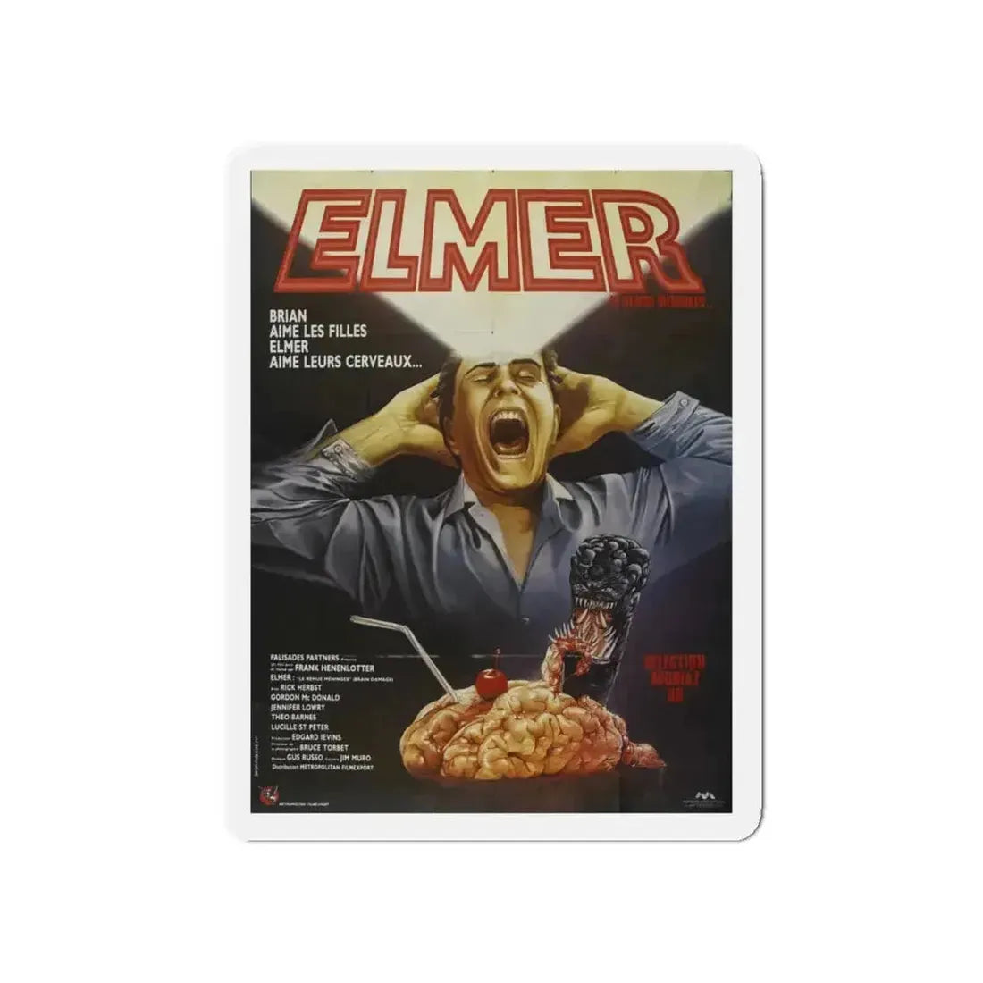 BRAIN DAMAGE (FRENCH) 1988 Movie Poster - Refrigerator Magnet - The Sticker Space