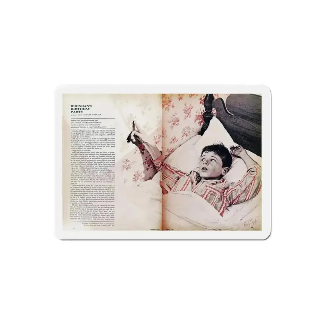 Brendan's Birthday Party, Woman's Day, March 1965 (Magazine Illustration) Refrigerator Magnet - The Sticker Space