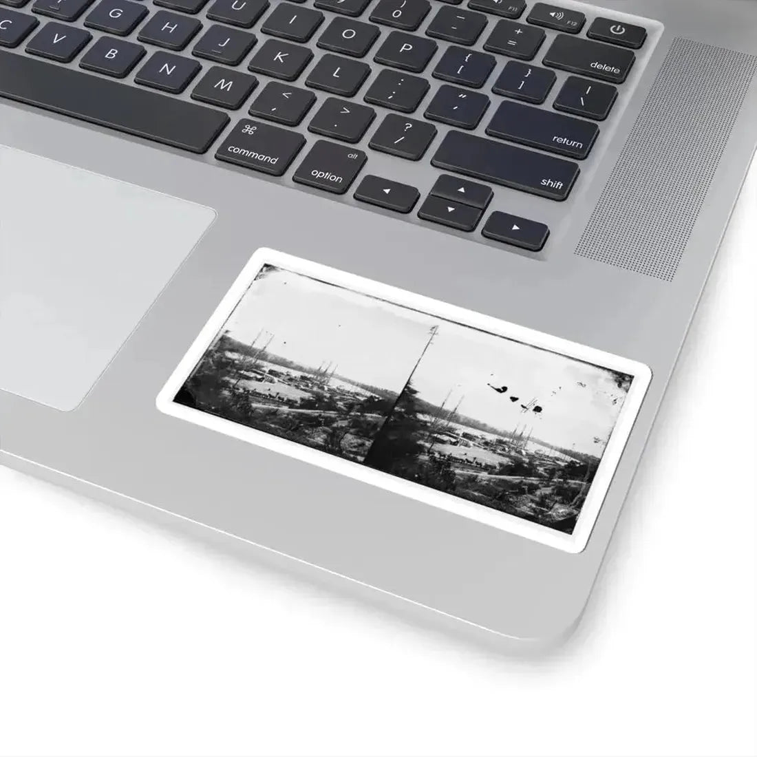 Broadway Landing, Appomattox River, Virginia. View of Docks and Supply Boats (U.S. Civil War) STICKER Vinyl Kiss-Cut Decal - The Sticker Space