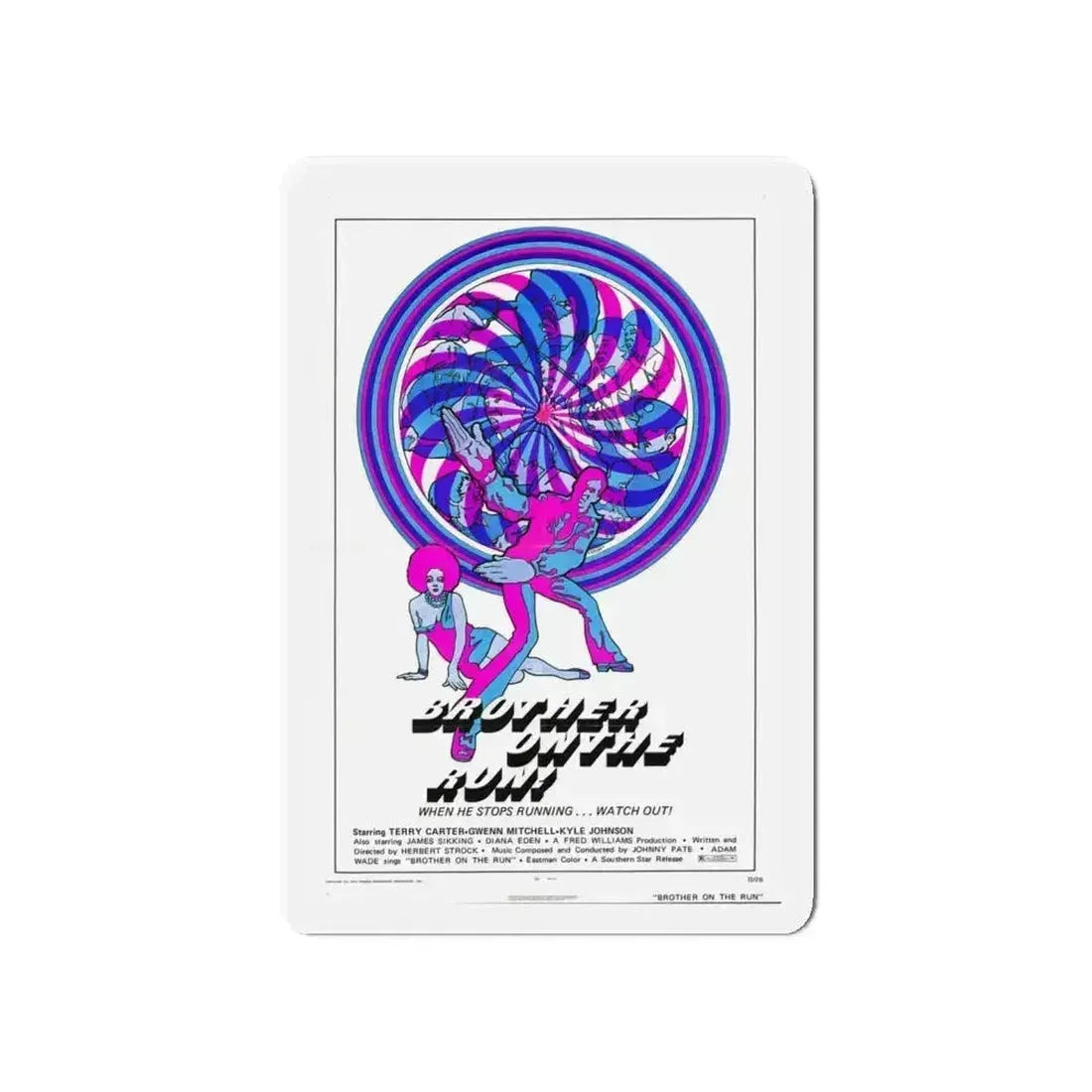 BROTHER ON THE RUN 1973 Movie Poster - Refrigerator Magnet - The Sticker Space