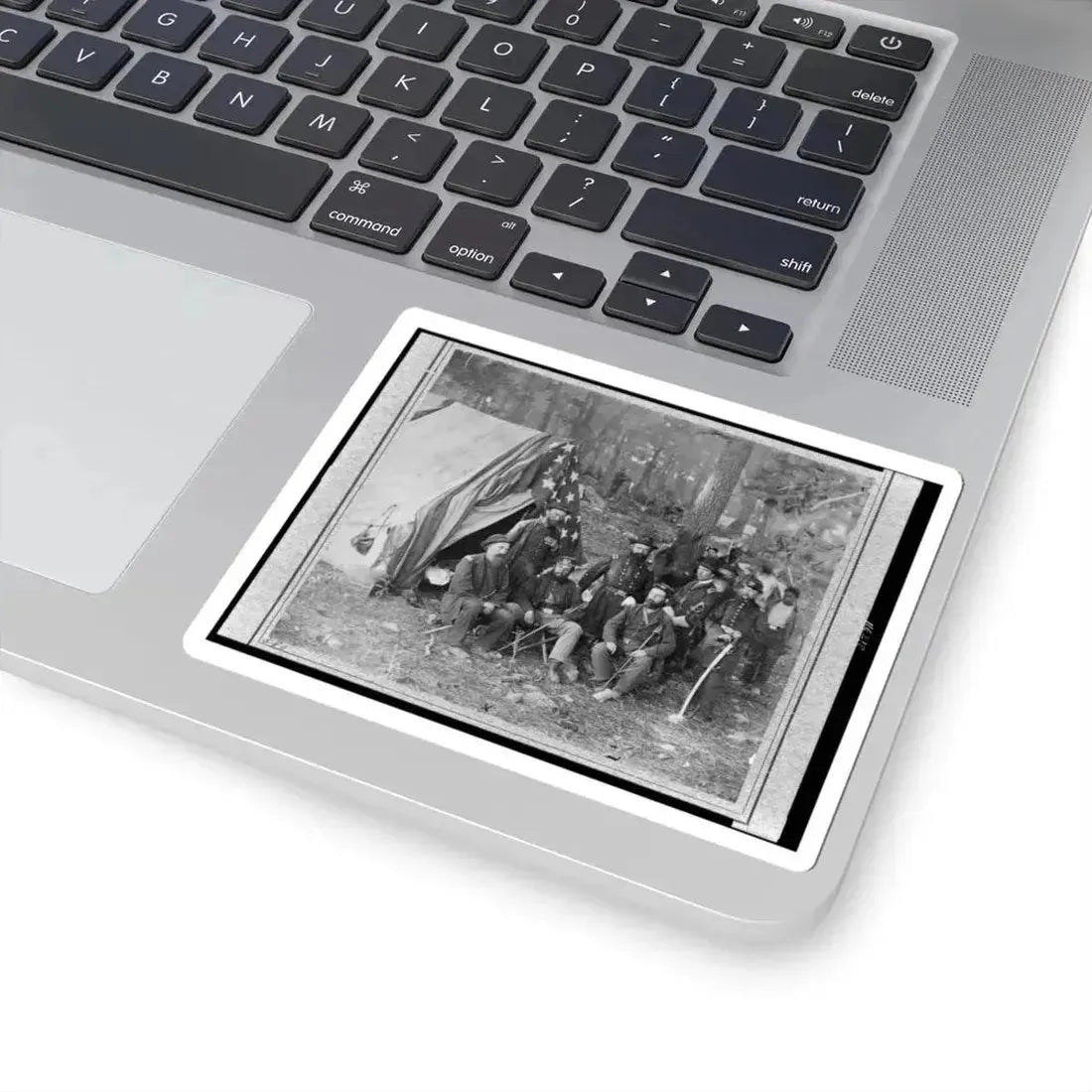 Bv't. Maj. Gen. John C. Caldwell and Staff Posed in Front of Tent (U.S. Civil War) STICKER Vinyl Kiss-Cut Decal - The Sticker Space